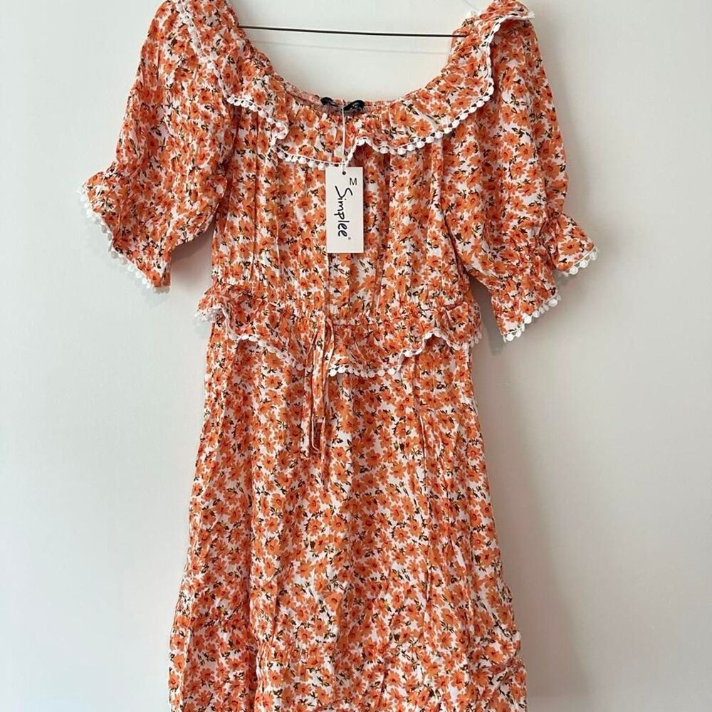 Simplee Women's Orange Dress